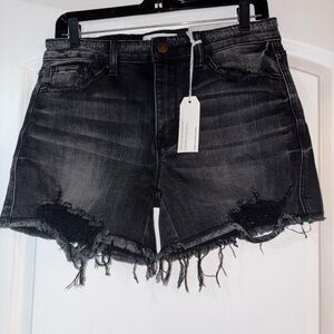 Petra 153 Black Distressed Denim Shorts